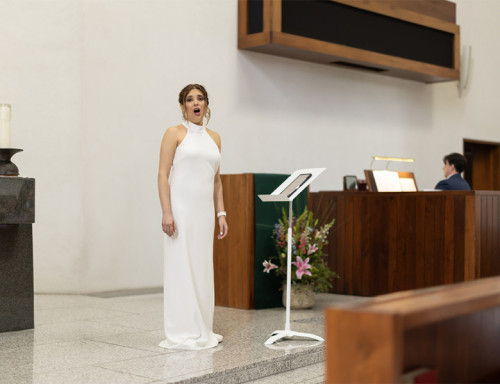 Priscilla Salisbury performs benefit concert on July 20, 2025 at the Chapel of St. Basil.