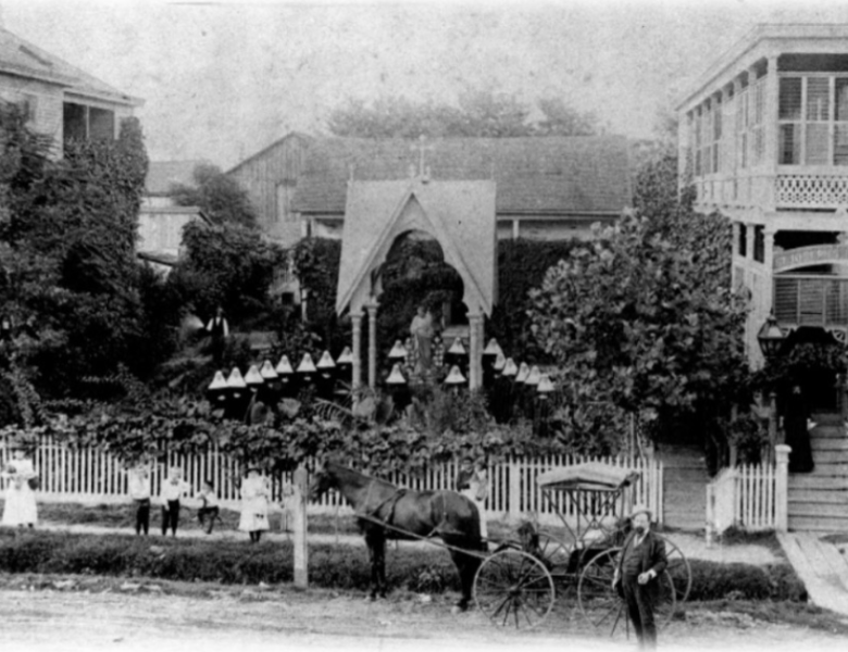 Bishop Claude M. Dubuis riding on horseback.
