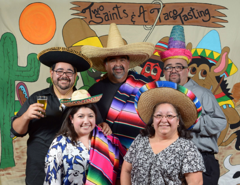 Joe and Dan Garcia pose with their family at a previous Two Saints event.
