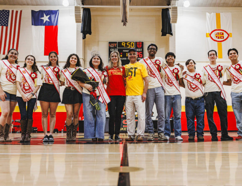Homecoming Court 2025 with UST President Dr. Sinda Vanderpool and First Gent Terry Vanderpool.
