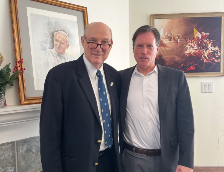 Dr. John Hittinger and Dr. John Corrigan in the St. John Paul II Institute.