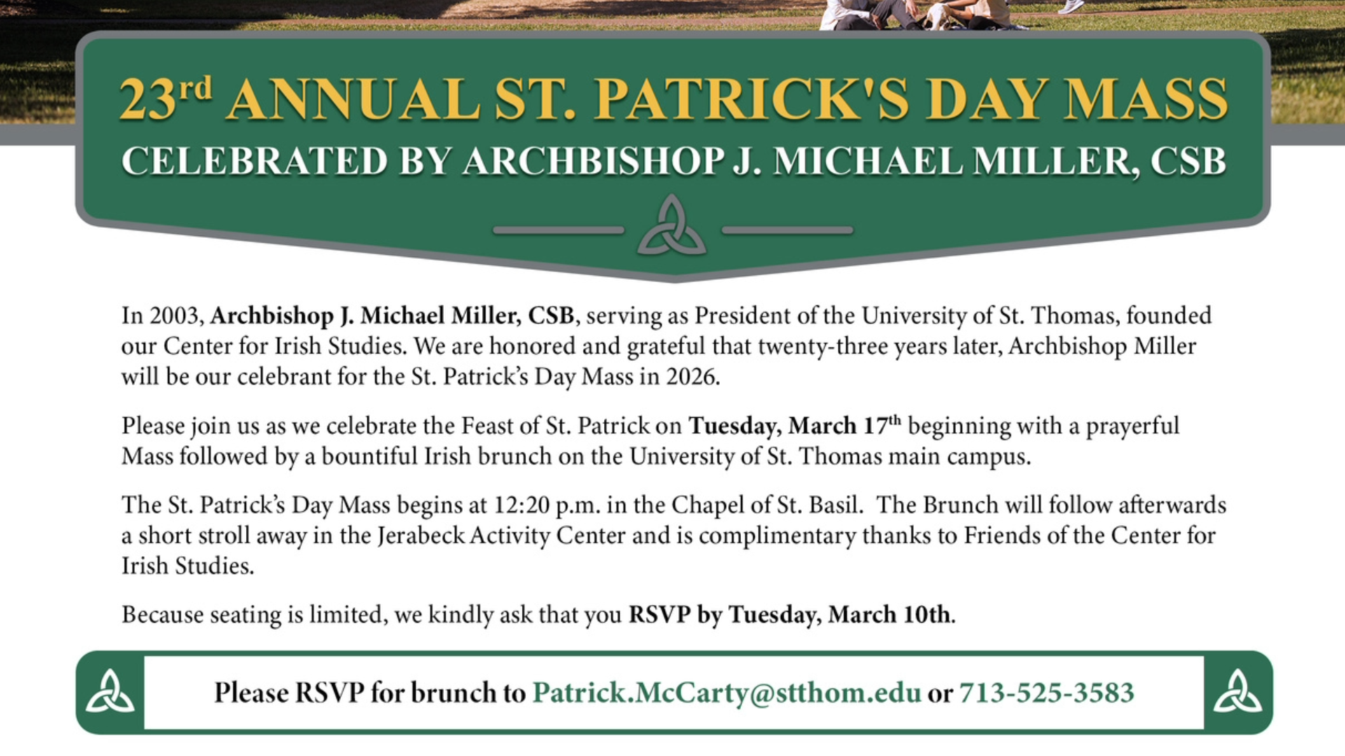 St. Patrick's Day Mass and Brunch