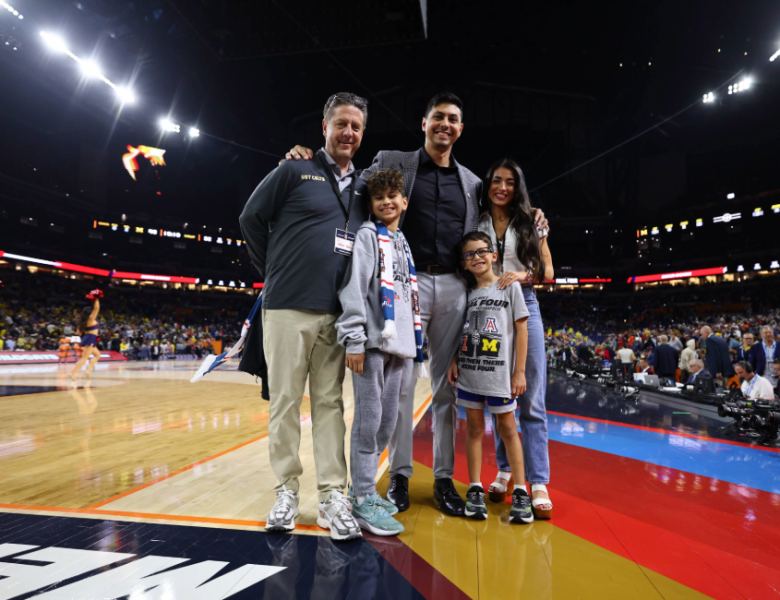Athletic Director Todd Smith with Anthony Medina and family at the DI NCAA Men's Final Four.