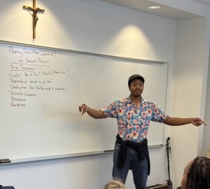 Participant Kaleb Clark during a Life Writing Seminar section at the McGovern Institute at UST. Photo Credit: Dr. Bill Monroe